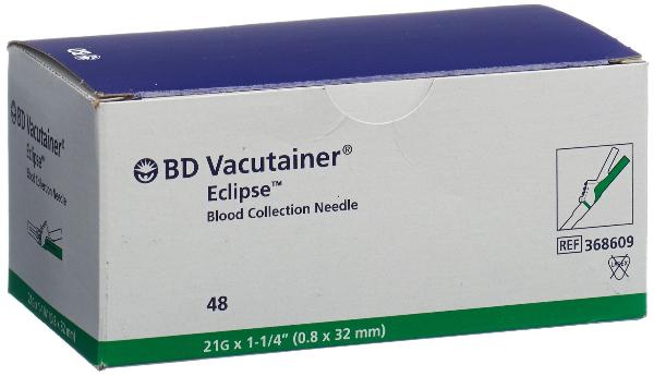Vacutainer Eclipse Ago 21G 0.8x32mm verde (48 pz)