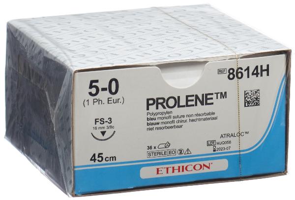 Ethicon Prolene Fil de suture bleu 5-0 FS-3 45cm (36 pces)