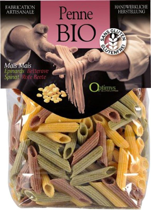 OPTIMYS Dreifarbige Mais-Penne Bio (250g)