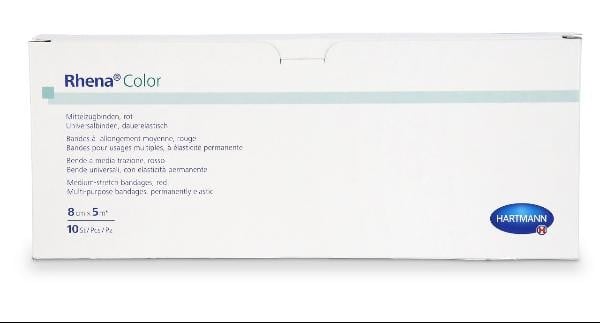 Rhena Color Elastische Binde 8cmx5m rot offen (10 Stk)