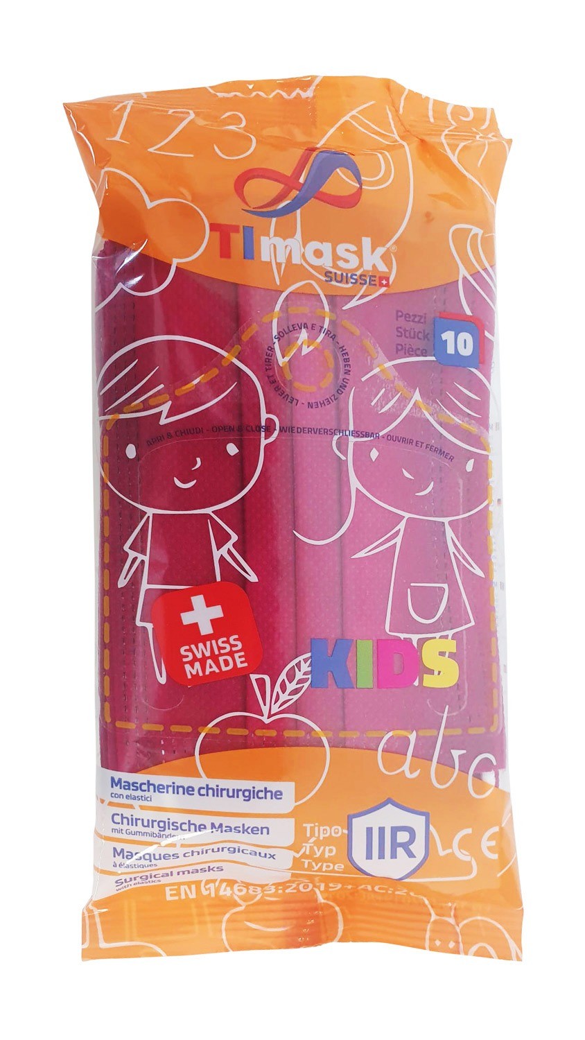 TIMASK Einweg-Medizinmaske Typ IIR KIDS Bordeaux (10 Stk)