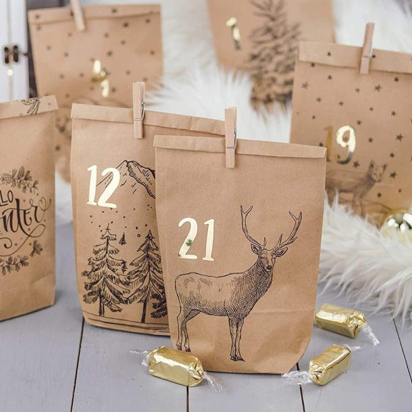 Adventskalender-Tüten Cozy Christmas (1 Stk)