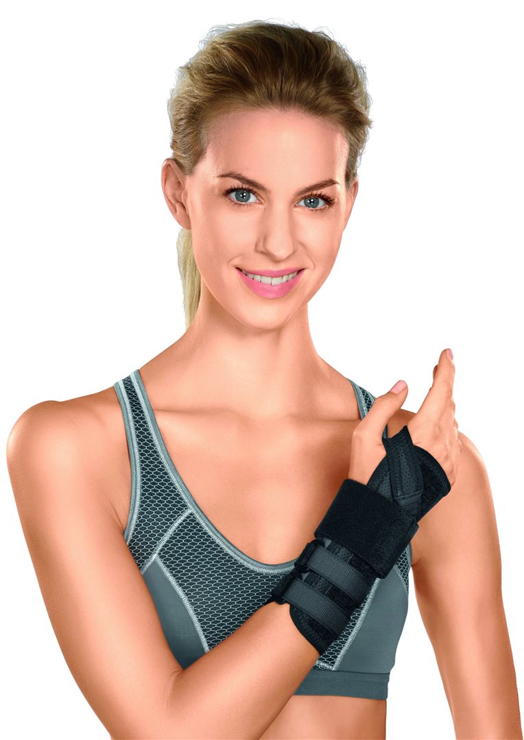 SPORLASTIC Manu-Hit Handgelenkbandage S 18cm links schwarz (1 Stk)