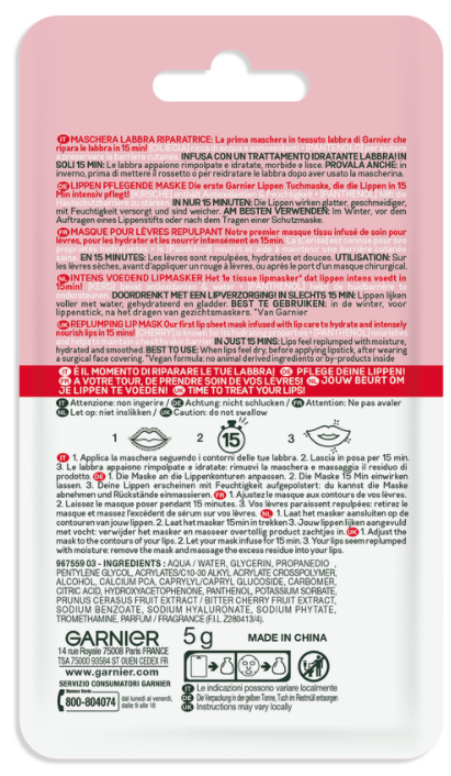 Garnier Lippentuchmaske Kirsche & Panthenol (5g)
