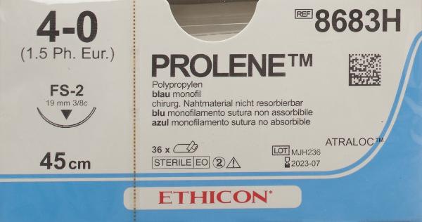 Ethicon Prolene Fil de suture bleu 4-0 FS-2S 45cm (36 pces)
