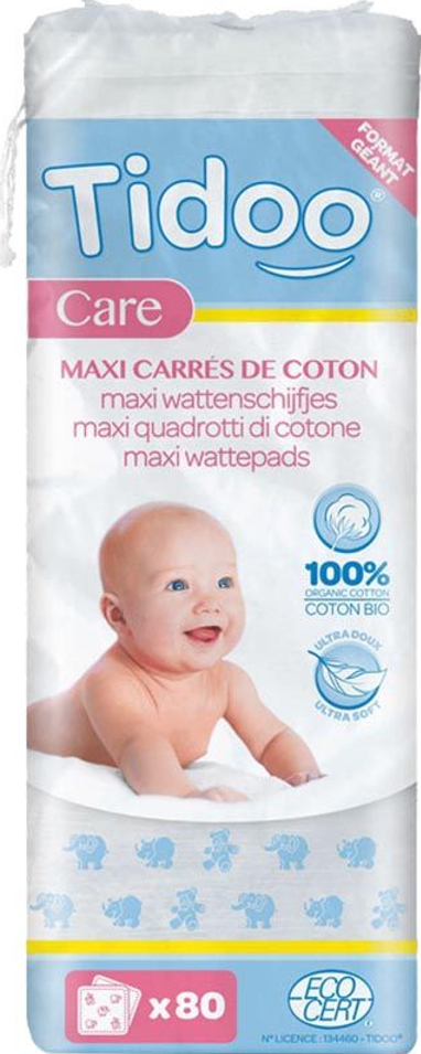 Tidoo Maxi Baumwoll-Quadrate Familie Bio (80 Stk)