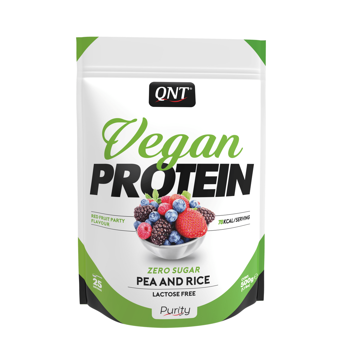 QNT Vegan Protein Zero Sugar-Lactose Free Red Fruit (500g)