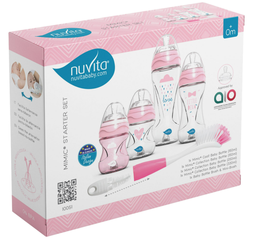 nuvita Anti Kolik Flaschen Starter Set pink (5-teilig)