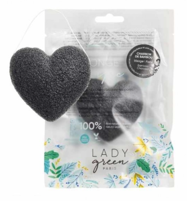 LADY green Konjac Gesichtsschwamm Bambus-Holzkohle (1 Stk)