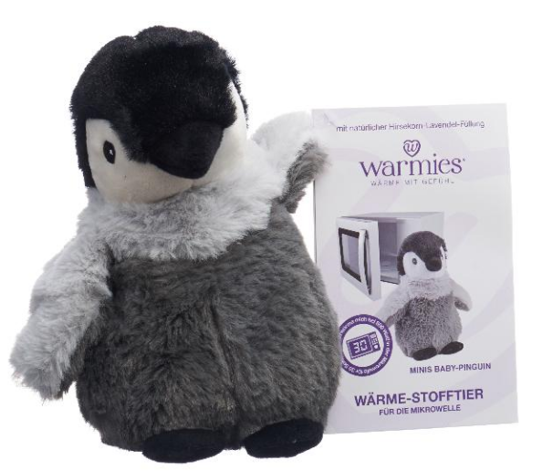 WARMIES Minis Wärme-Stofftier Baby-Pinguin Lavendel
