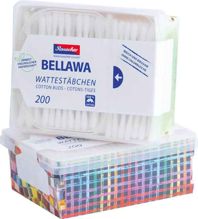 BELLAWA Wattestäbchen Dekobox (200 Stk)