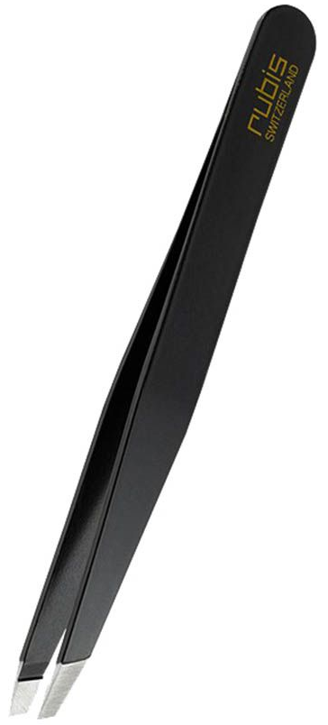RUBIS Pinzette schräg schwarz Inox (1 Stk)