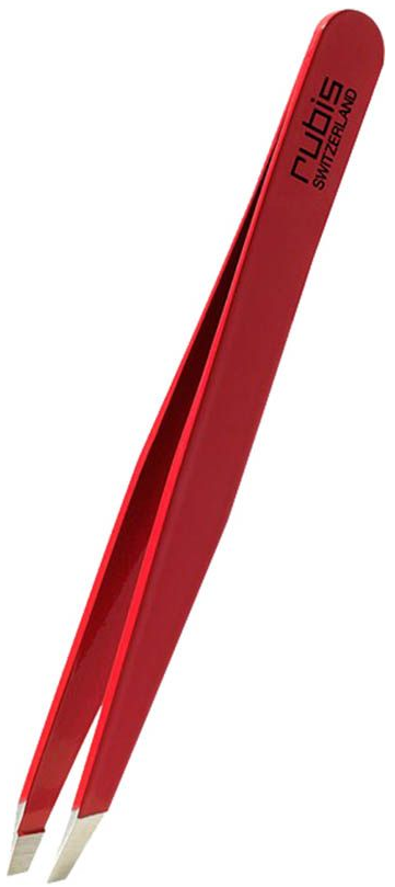 RUBIS Pinzette schräg rot Inox (1 Stk)