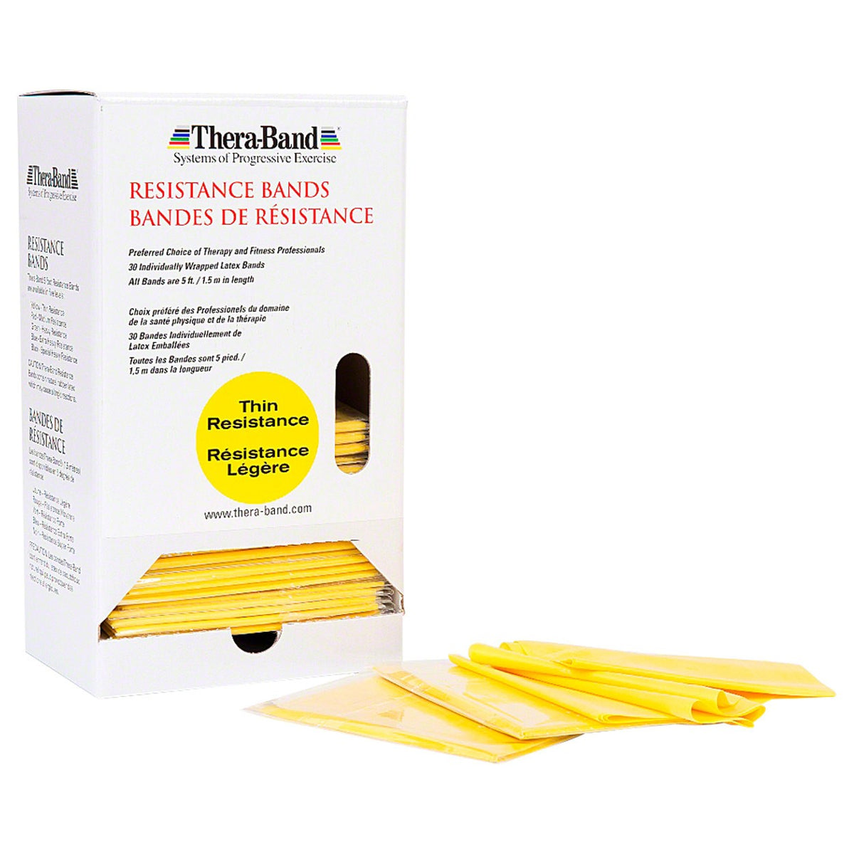 TheraBand Übungsband Dispenser Box, 30x1.50 m gelb (30 Stk)