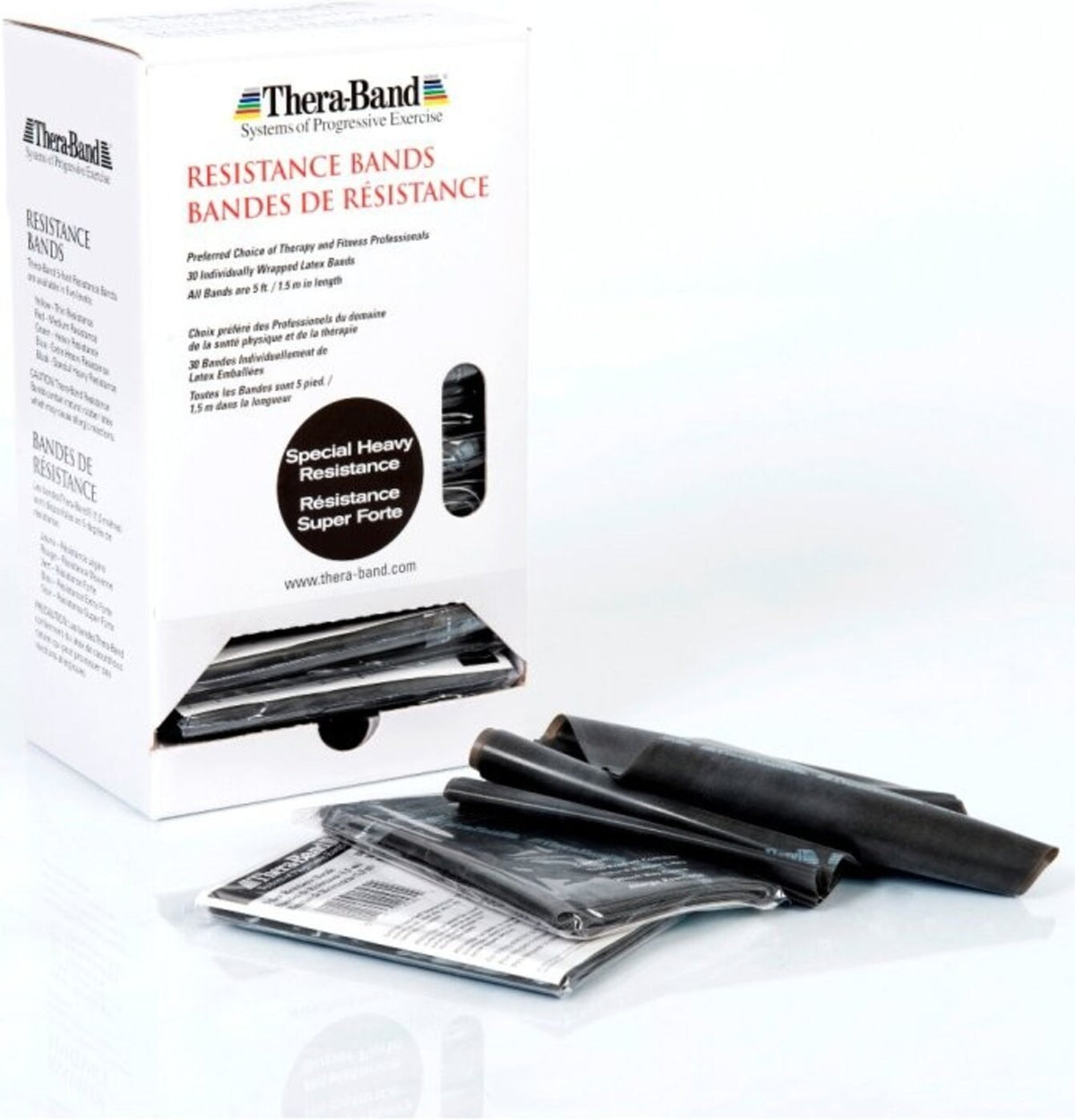 TheraBand Übungsband Dispenser Box, 30x1.50 m schwarz (30 Stk)