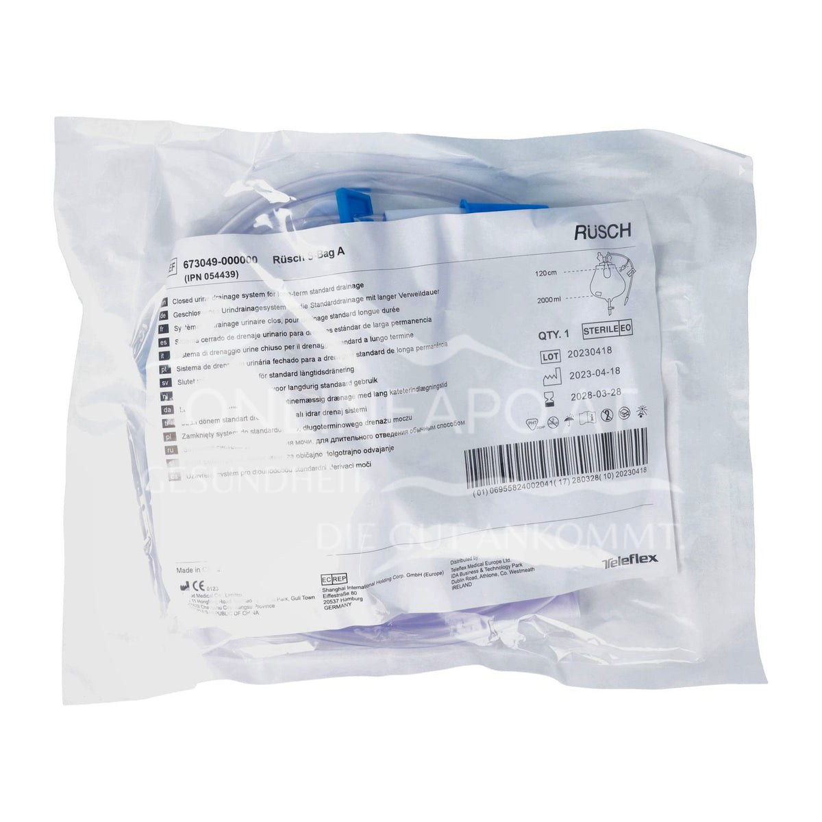 Rüsch S-Bag A Poche à urine, 2000ml, 120cm, T-Tap (20 pces)