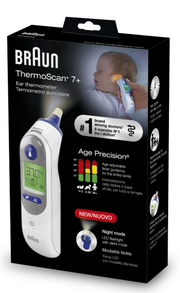 BRAUN ThermoScan 7+ Ohr-Thermometer mit AgePrecision und Nachtmodus (1 Stk)