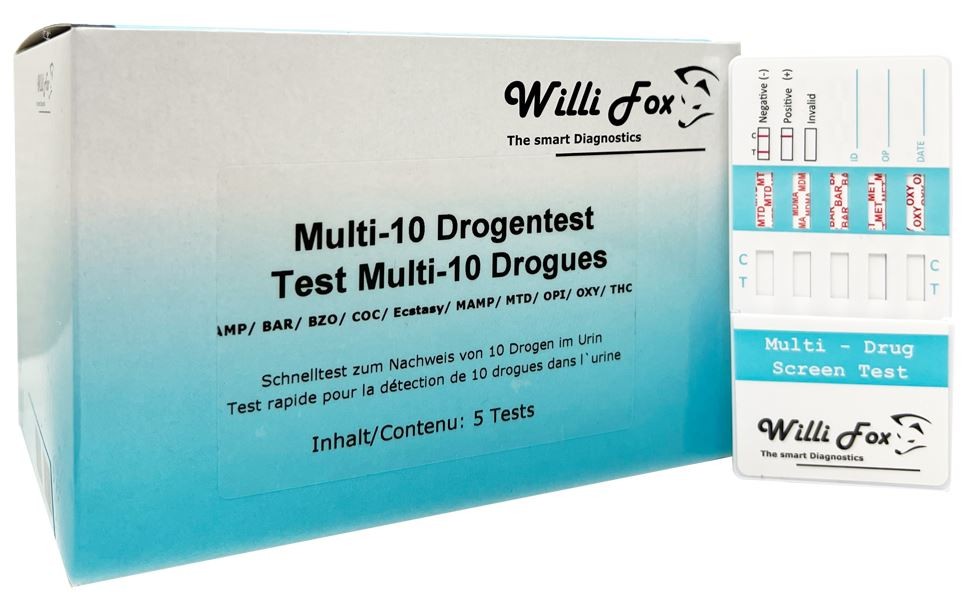 Willi Fox Forensischer Multi-10 Drogentest Urin (5 Stk)