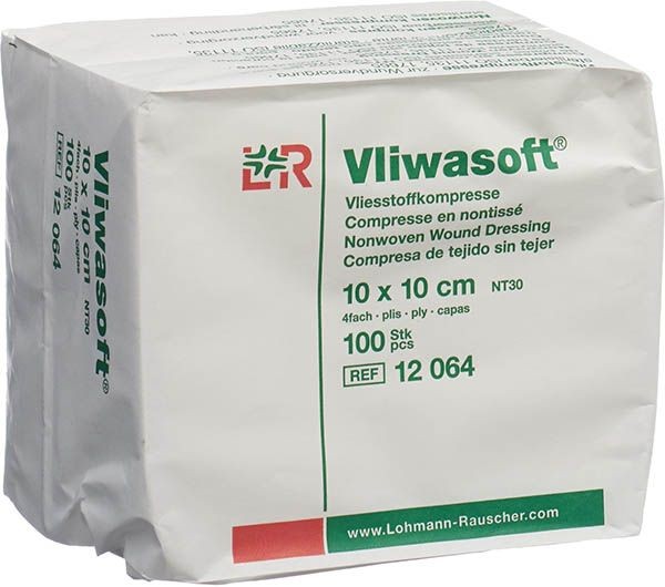 Vliwasoft Vliesstoffkomprresse 10x10cm, 4-lagig (100 Stk)