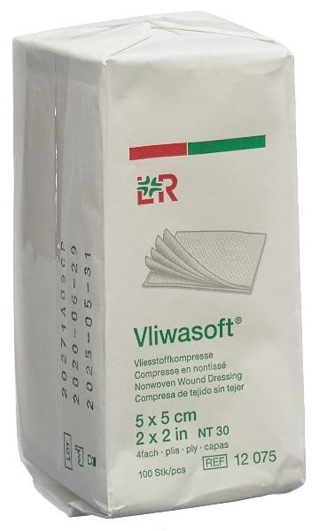 Vliwasoft Vliesstoffkomprresse 5x5cm, 4-lagig (100 Stk)