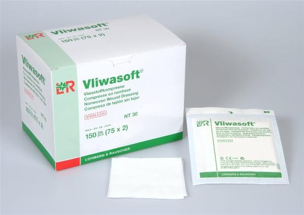 Vliwasoft Vliesstoffkompresse 10x10cm, 4-lagig (2 x 75 Stk)