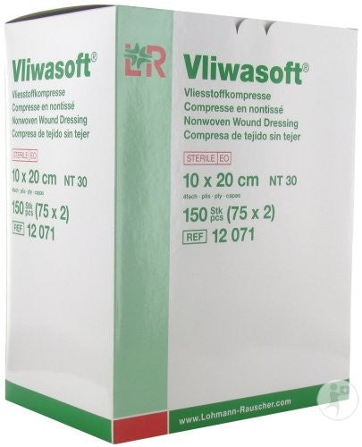 Vliwasoft Vliesstoffkompresse 10x20cm, 4-lagig (75 x 2 Stk)