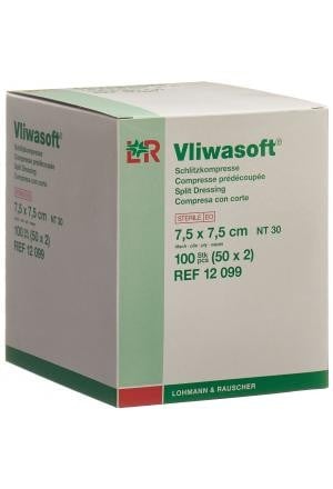 Vliwasoft Vliesstoffkompresse 7.5x7.5cm, 6-lagig (50 x 2 Stk)