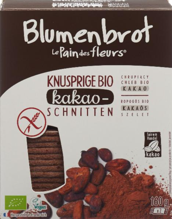Le Pain des fleurs Blumenbrot Knusprige Bio Kakao-Schnitten (160g)