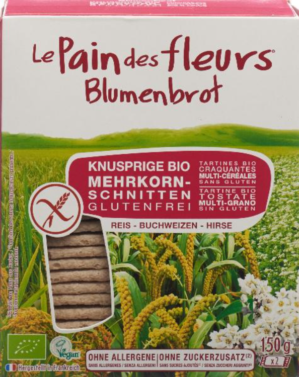 Le Pain des fleurs Blumenbrot Knusprige Bio Mehrkorn-Schnitten (150g)