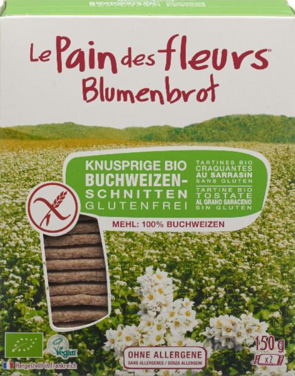 Le Pain des fleurs Blumenbrot Knusprige Bio Buchweizen-Schnitten (150g)