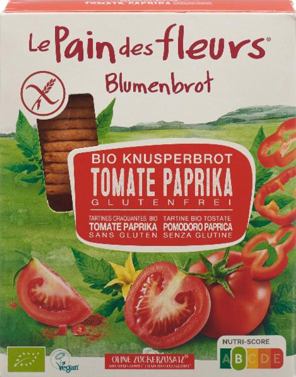 Le Pain des fleurs Blumenbrot Apéro Bio Knusperbrot Tomaten-Paprika (150g)
