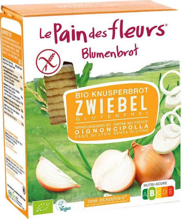 Le Pain des fleurs Blumenbrot Aperitif Bio Knusperbrot Zwiebel (150g)