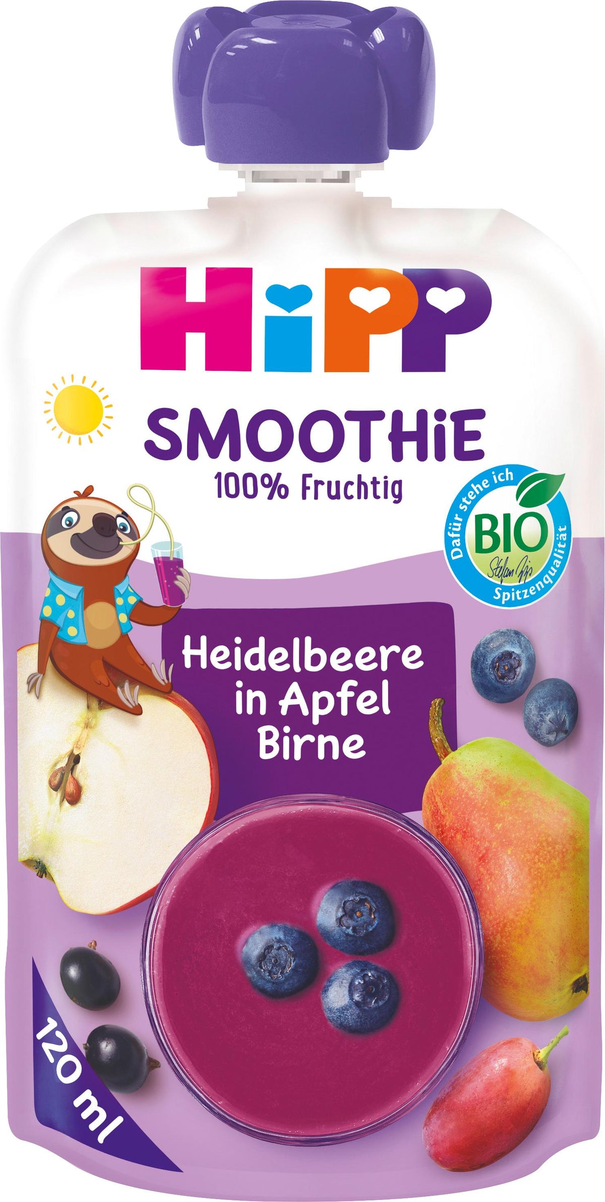 Hipp Organic Smoothie Blueberry in Apple-Pear Pouch (120ml)