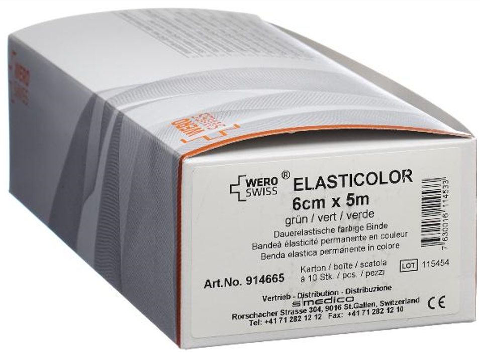 WERO SWISS Elasticolor elastische Binde 5mx6cm grün (10 Stk)