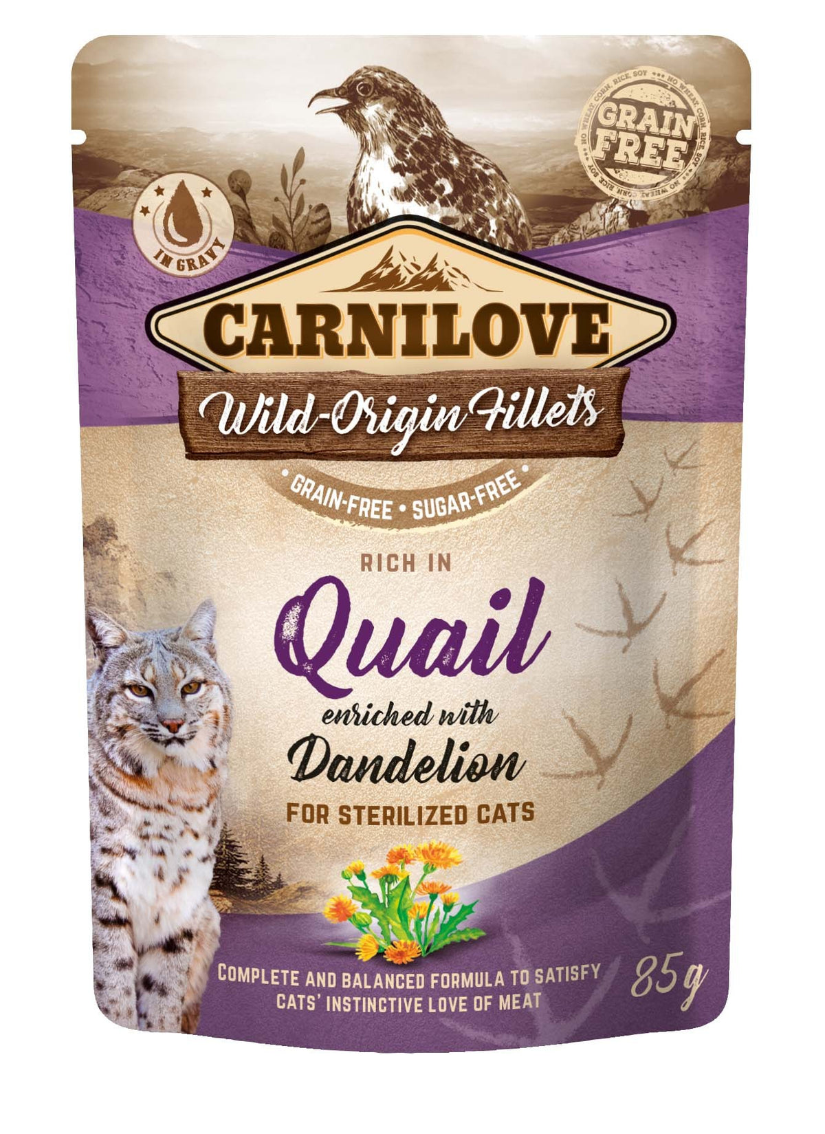 CARNILOVE Adult Pouch Ragout Wachtel mit Löwenzahn (24x85g)