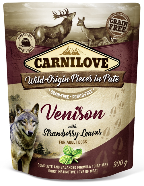 CARNILOVE Adult Pouch Paté Hirsch mit Erdbeerblättern (300g)