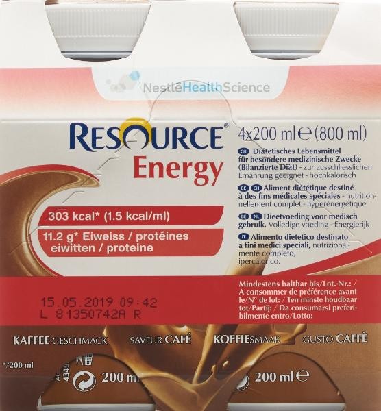 Nestlé Resource Energy Drink Kaffee (4x200ml)