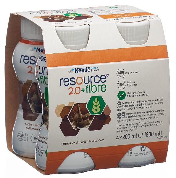 Nestlé Resource 2.0 Fibre Drink Café (4x200ml)