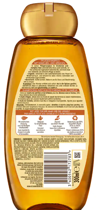 GARNIER Ultra DOUX Zauberhaftes Shampoo mit Kamelien- und Arganöl (300ml)