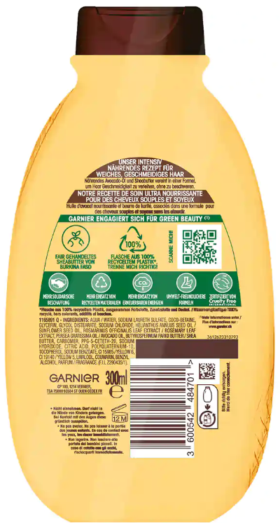GARNIER Ultra DOUX Intensiv Nährendes Shampoo Avocado-Öl & Sheabutter (300ml)