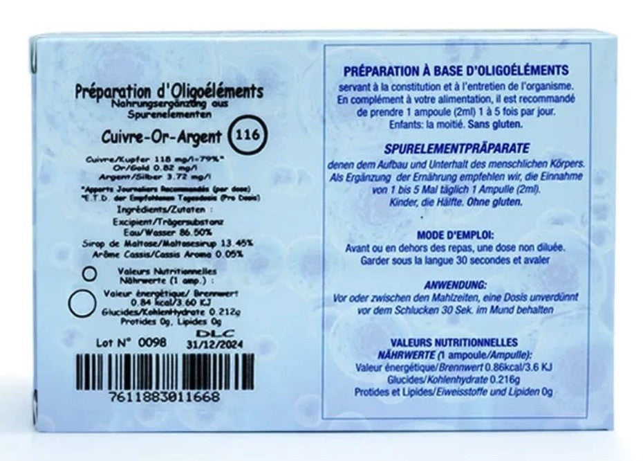 BIOLIGO Kupfer-Gold-Silber 116 Ampullen (20x2ml)