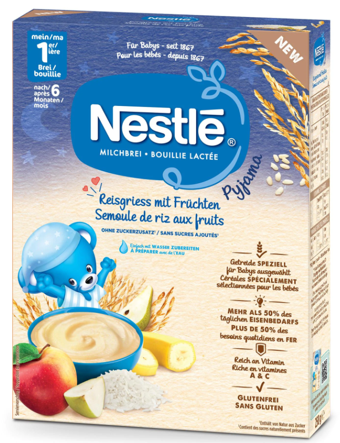 Nestle Milchbrei Pyjama Reisgriess mit Früchten 6+M (250g)