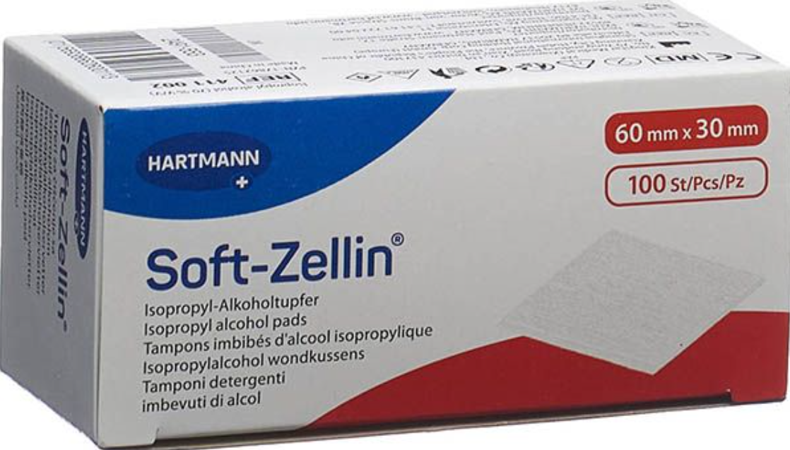 Soft-Zellin Isopropyl Alkoholtupfer 60 x 30mm (100 Stk)
