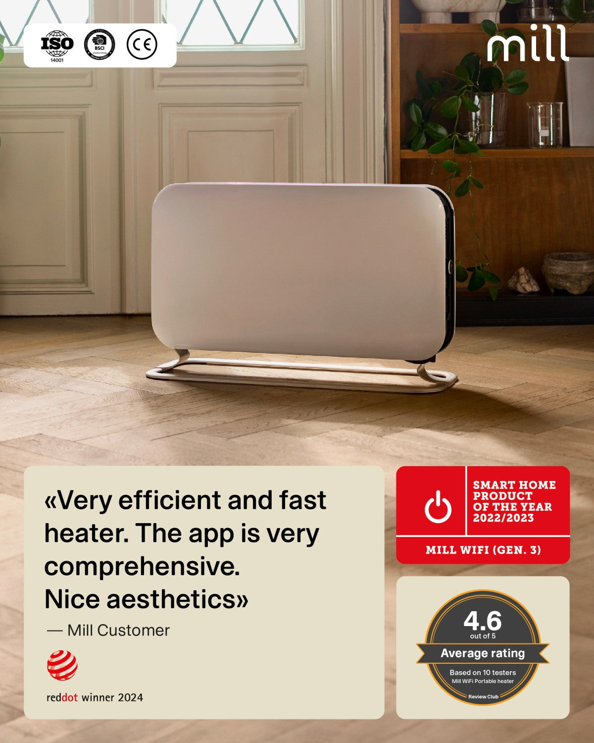 mill WiFi Max Portable Heater 1500W, weiss, Ansicht 5