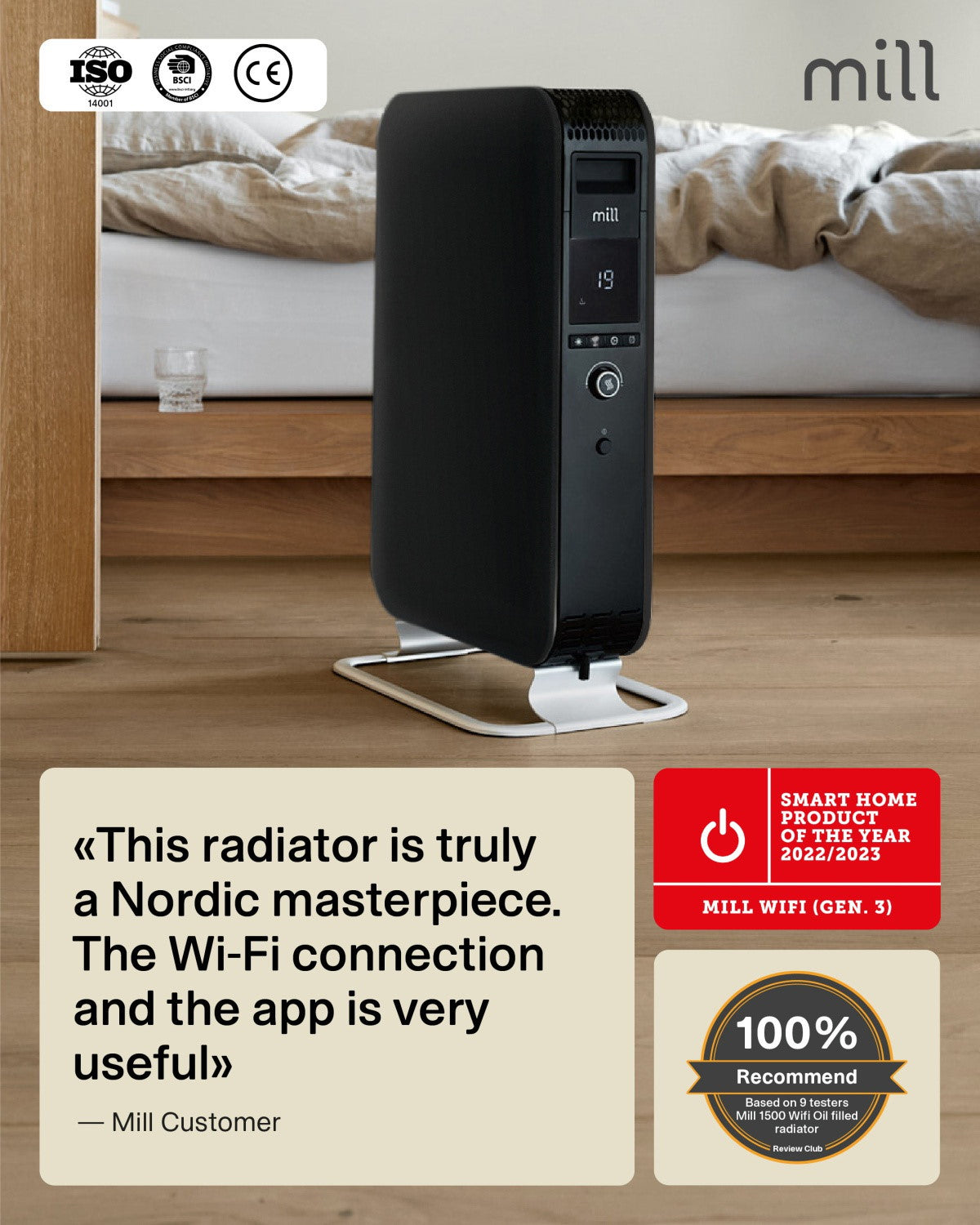 mill Gentle Air WiFi Öl-Heizkörper 1500W, schwarz, Ansicht 5