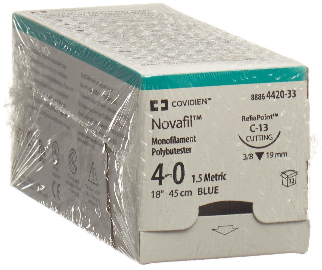 Novafil Nahtmaterial 45cm blau 4-0 C-13 (12 Stk)