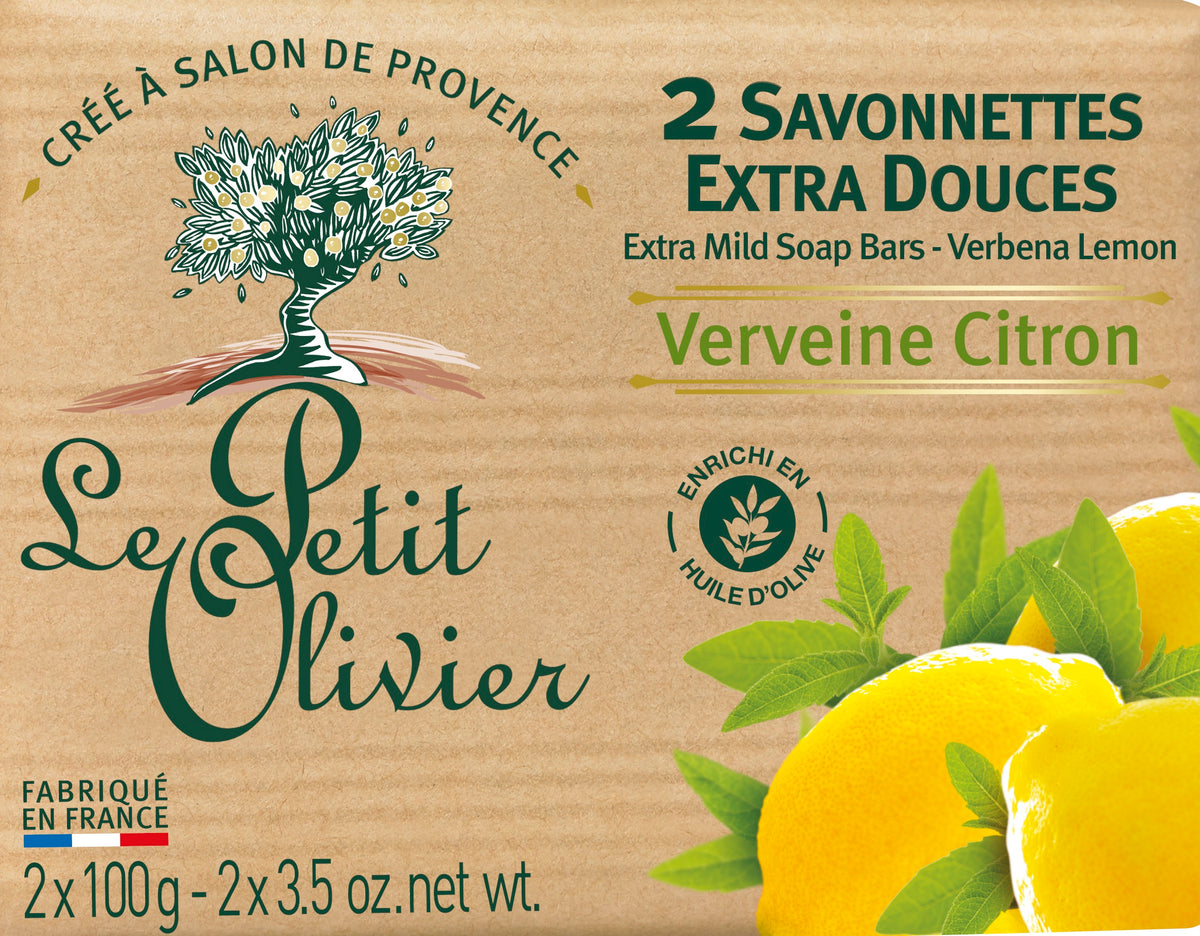 Le Petit Olivier Extra Mild Soap Bars Verbena Lemon (2x100g)