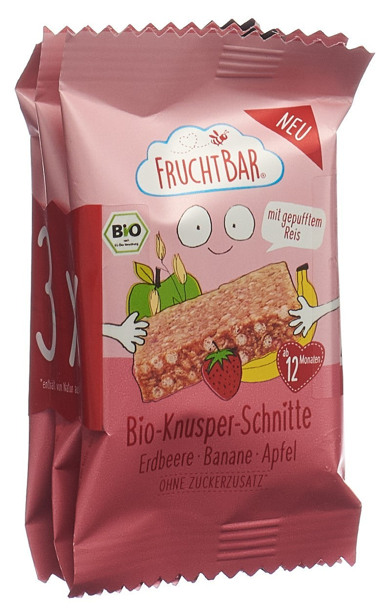 FRUCHTBAR Bio Knusper Schnitte Erdbeer Banane Apfel (3x23g)