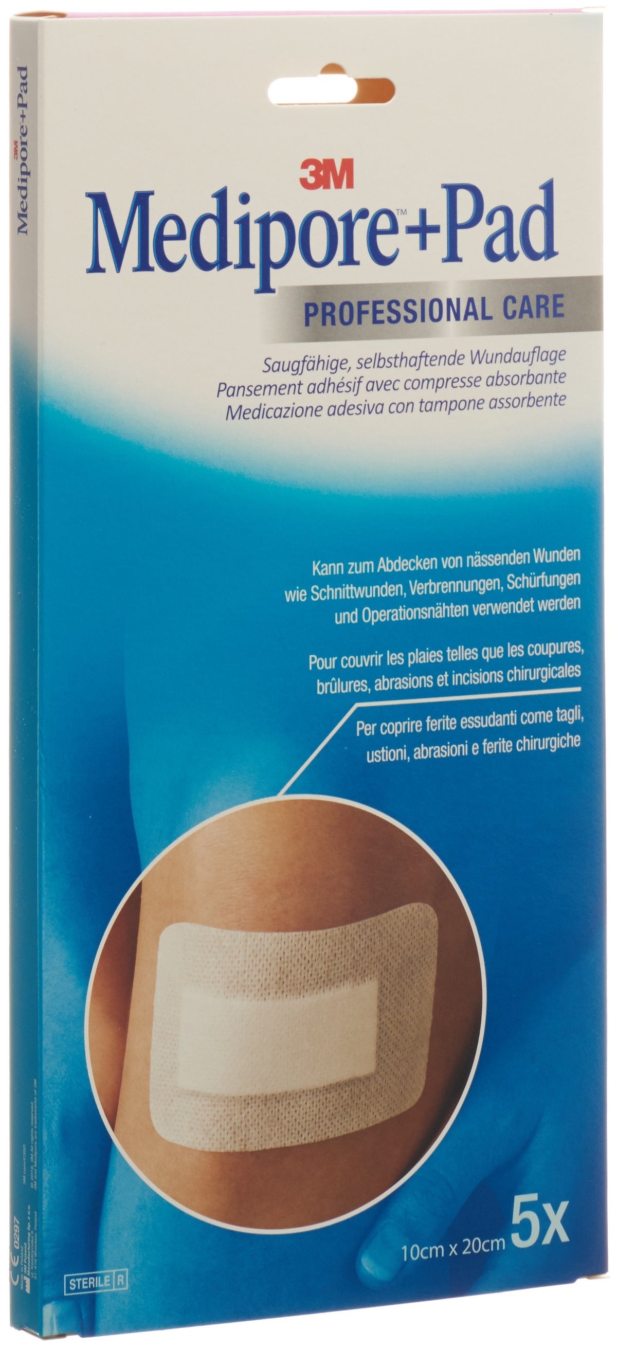 3M Medipore + Pad 10x20cm Wundkissen 5x15.5cm (5 Stk)