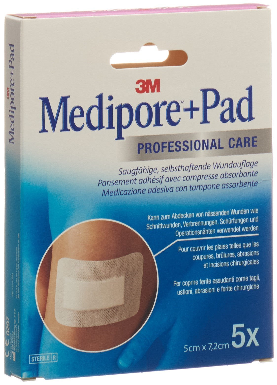 3M Medipore + Pad 5x7.2cm Wundkissen 2.8x3.8cm (5 Stk)